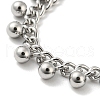 Non-Tarnish 304 Stainless Steel Round Ball Charms Link Chain Bracelets BJEW-G686-05P-2