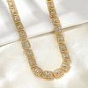 Brass Micro Pave Cubic Zirconia Rectangle Link Chain Necklaces for Women NJEW-C081-01G-1