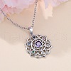 Chakra Lotus Flower Brass Pave Colorful Cubic Zirconia Pendant Necklaces for Women FS-WG17A97-01-1