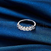 Rhodium Plated 925 Sterling Silver Cubic Zirconia Heart Finger Ring for Women RJEW-L124-003P-5