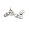 Pigeon with Leaf Brass Micro Pave Clear Cubic Zirconia Charms KK-G425-13P-2