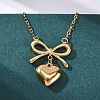201 Stainless Steel Pendant Necklace for Women NJEW-F335-02G-01-1