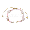 Natural Rose Quartz Chips & Handmade Seed Beads Braided Bracelet Making AJEW-MZ00004-08-1