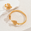 Luxurious Middle Eastern Style Brass Leaf Design Cuff Ring & Bangle Set for Women QG0212-4