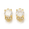 Brass Micro Pave Clear Cubic Zirconia Connector Charms KK-P228-65G-2