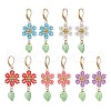 304 Stainless Steel Flower with Leaf Leverback Earrings EJEW-MZ00456-2