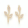 Brass Micro Pave Clear Cubic Zirconia Connector Charms KK-T074-54G-1