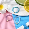 Lightning Bolt Non-magnetic Synthetic Hematite & Natural Gemstone Beaded Stretch Rings RJEW-JR00786-2