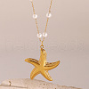 Summer Beach 304 Stainless Steel & Round Shell Pearl Starfish Pendant Necklaces for Women FS-WG08923-01-2
