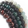 5Pcs 5 Style Natural Mixed Gemstone Round Beaded Stretch Bracelets Set for Men Women BJEW-JB08871-5