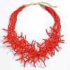 Boho Coral Shaped Glass Seed Beaded Cluster Necklaces FS-WGDCDA2-01-2