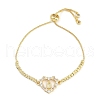 Virgin Mary Theme Brass Micro Pave Cubic Zirconia Slider Bracelets for Women BJEW-U013-02G-05-1