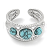 304 Stainless Steel Synthetic Turquoise Cuff Rings G-Z056-06P-02-2