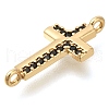 Brass Pave Black Cubic Zirconia Connector Charms KK-M101-02G-G02-2