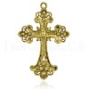 Antique Golden Plated Latin Cross Alloy Rhinestone Big Pendants RB-J141-26AG-2