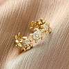 Brass Micro Pave Clear Cubic Zirconia Cuff Rings for Women RJEW-G345-01G-1