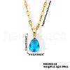 Fashionable Brass Pave Glass Teardrop Pendant Necklaces UU4380-12-2