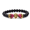 Natural Frosted Stone Round Beads Stretch Bracelets QM6104-3-1