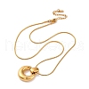 304 Stainless Steel Ring Pendant Snake Chain Necklaces NJEW-U026-06G-4
