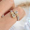 Flat Round Brass Micro Pave Clear Cubic Zirconia Finger Rings FS-WGBC030-01-3