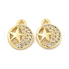 Brass Micro Pave Clear Cubic Zirconia Charms KK-Z044-18G-1