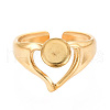 Heart 304 Stainless Steel Cuff Ring Components STAS-T066-11G-2