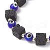 Natural Lava Rock & Handmade Lampwork Beads Stretch Bracelets BJEW-JB11984-04-4