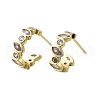 Brass Micro Pave Cubic Zirconia C-Shape Stud Earrings for Women EJEW-F363-01G-2