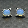 Alloy Natural Tiger Eye Flower Stud Earrings OL8231-13-1