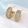 Brass Micro Pave Clear Cubic Zirconia Stud Earrings EJEW-F373-08G-3