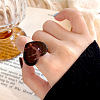Leopard Print Heart Resin Finger Rings FS-WG50564-07-1