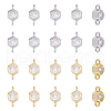 FIBLOOM 20Pcs 2 Colors Rack Plating Brass Pave Clear Cubic Zirconia Connector Charms KK-FI0001-05-1