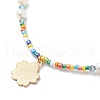Alloy Enamel Sakura Pendant Necklace NJEW-JN04052-5