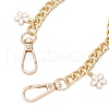 Red Glass Cherry & Alloy Enamel White Flower Charm Aluminum Curb Chain Bag Decorative Chains AJEW-BA00150-4