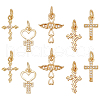   10Pcs 5 Styles Real 18K Gold Plated Brass Micro Pave Cubic Zirconia Pendants KK-PH0006-48-1