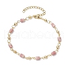 Brass Natural Rhodonite Link Bracelets for Women BJEW-JB11683-05-2