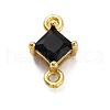 Brass Cubic Zirconia Rhombus Connector Charms KK-F894-12G-04-1