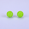 Printed Round with Baseball Pattern Silicone Focal Beads SI-JX0056A-106-1