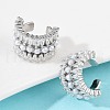 C-Shaped Brass Micro Pave Clear Cubic Zirconia Cuff Earrings EJEW-Z111-02P-2