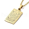 Rectangle with Twelve Constellations Pendant Necklaces NJEW-D069-01G-03-3