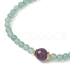Natural Green Aventurine & Amethyst Round Beaded Stretch Bracelets for Women BJEW-JB11928-02-3