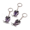 Owl Natural Amethyst Pendant Keychain KEYC-G056-01AS-01-1