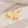 Vintage Geometric Coin Tassel Brass Hoop Earrings JE1734-2-3