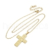 Flower Cross 304 Stainless Steel Pendant Necklaces NJEW-M096-35G-2