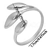 Vintage 304 Stainless Steel Three-Leaf Open Cuff Ring for Women LW4764-1-1