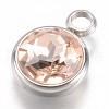 304 Stainless Steel Glass Rhinestone Charms STAS-G082-07-3