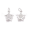 Brass Micro Pave Clear Cubic Zirconia Charms ZIRC-I036-03P-1