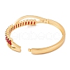 Brass Pave Clear Cubic Zirconia & Dark Red Glass Cross Hinged Bangles for Women BJEW-S147-26G-3
