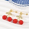 Cherry Brass Cubic Zirconia Dangle Stud Earrings EJEW-Q036-05G-5