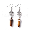 Gemstone Bullet with Sailor's Knot Dangle Earrings EJEW-I276-08P-2